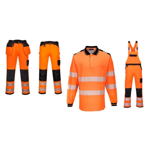 Ubranie robocze koszulka polo z długim rękawem+spodnie do pasa/ spodnie z kieszeniami kaburowymi/ ogrodniczki PW3 PORTWEST (T184, PW340.T501, PW344)